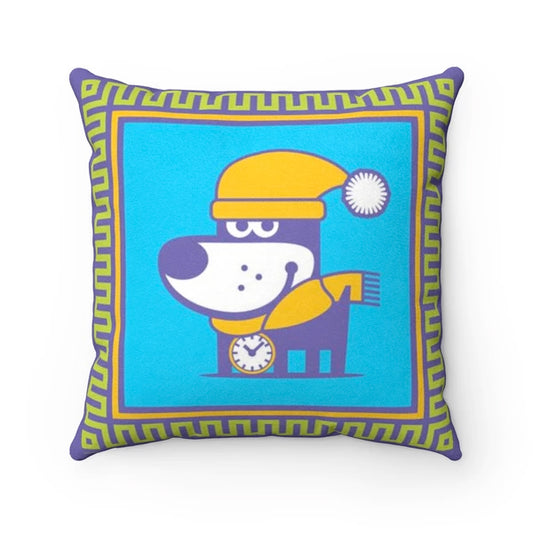 Snow Puppy Good Puppy Faux Suede Square Pillow Accent For Children's Bedroom Decor