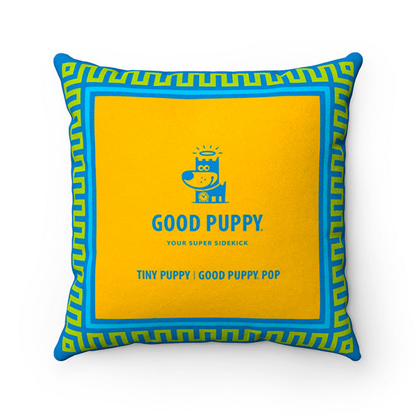 Tiny Puppy Good Puppy Faux Suede Square Pillow Accent For Children's Bedroom