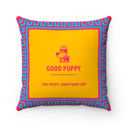 Tiny Puppy Good Puppy Faux Suede Square Pillow Accent For Children's Bedroom