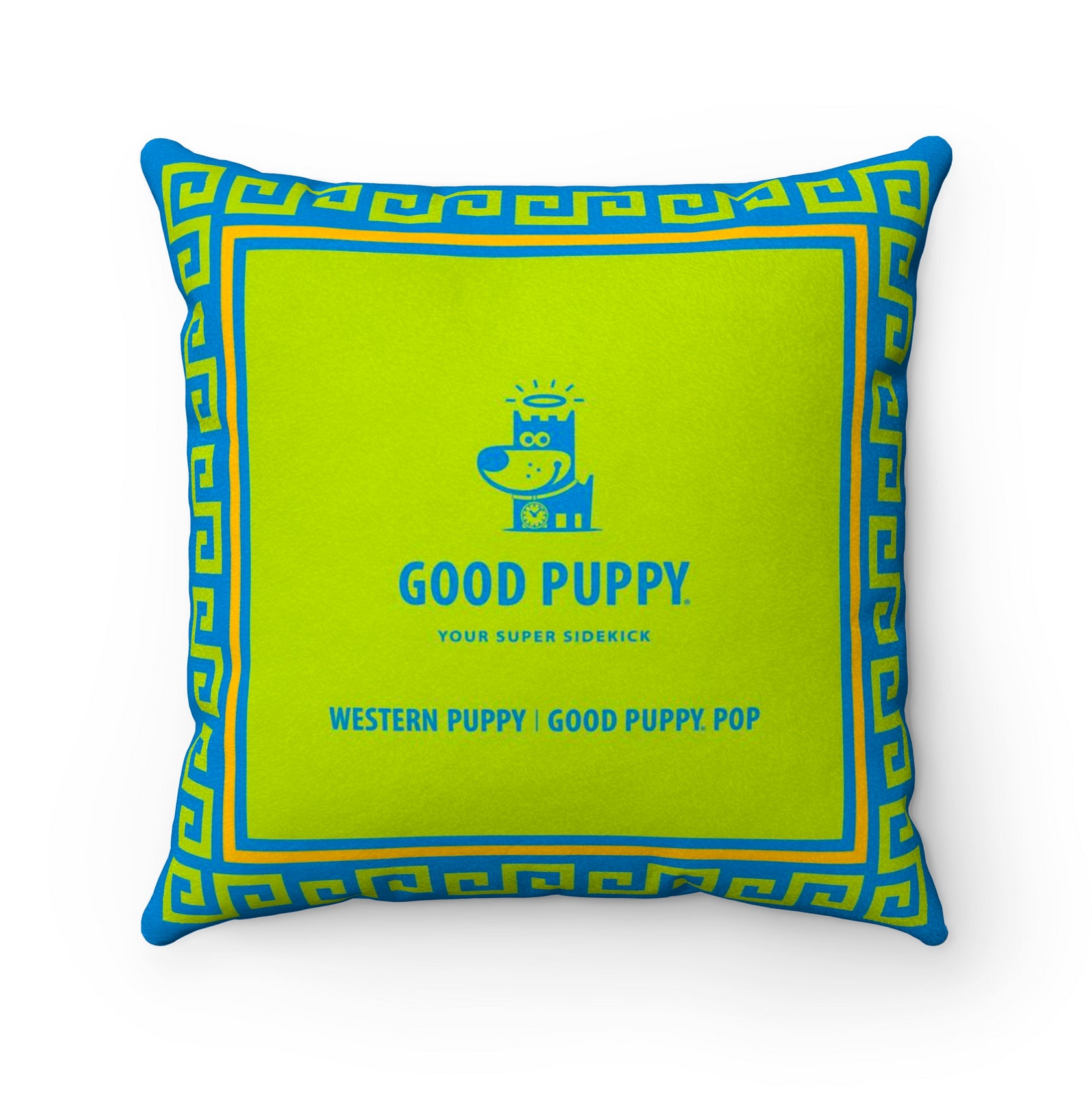 Western Puppy Good Puppy Faux Suede Square Pillow Accent For Children's Bedroom Decor