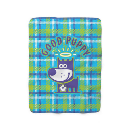 Good Puppy Plaid II Green . Sherpa Fleece Blanket