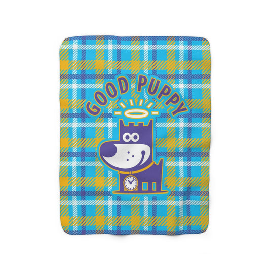 Good Puppy Plaid II Orange . Sherpa Fleece Blanket