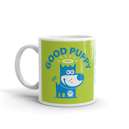 Good Puppy Children's Character Ceramic Mug Yellow Blue Hot Pink